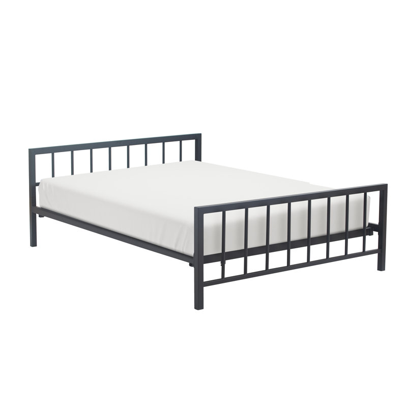 ClickDecor Evans Platform Bed Frame with Matte Black Metal Headboard, King