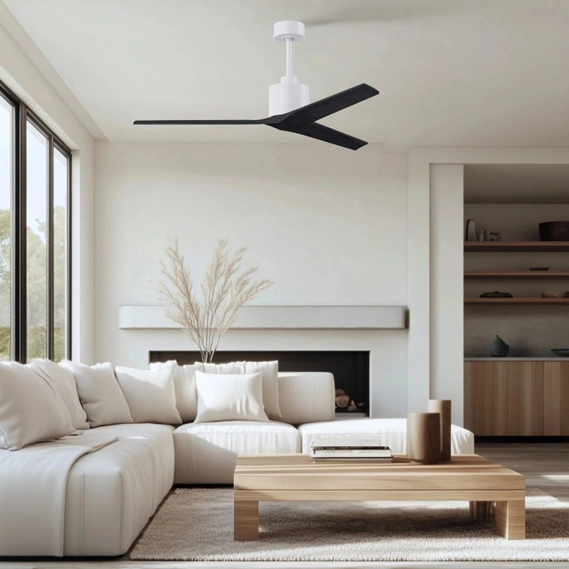 Mollywood - 42" Ceiling Fan - Textured Bronze Finish - Matte Black Blades, Matte Black, 52", Matte White