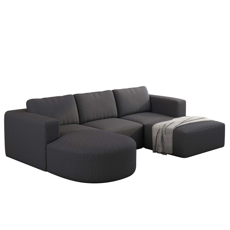 Lakeem Modular Sectional Sofa Sleeper, 23.23" H x 104.32" W x 70.86" D, Dark Gray Foam
