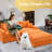 Blossie 82.68"W Corduroy Sofa Lounger, LAF, RAF Sectional with 2 Ottomans-1552871067