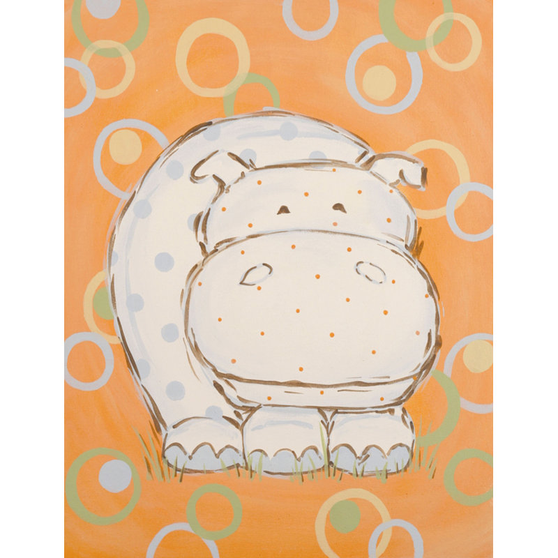 "Whimsy Hippo" par Reesa Qualia, reproduction sur toile tendue, H 31 po x l 24 po x P 1,5 po