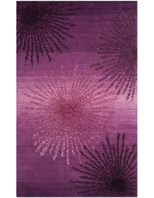 Amier Hand Tufted Wool And Viscose Floral Rug, Rectangle 5' x 8'