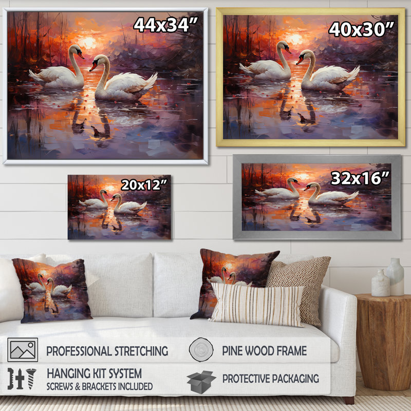 Swan Lake Twilight sur toile, Toile tendue, H 30 po x l 40 po x P 1,5 po