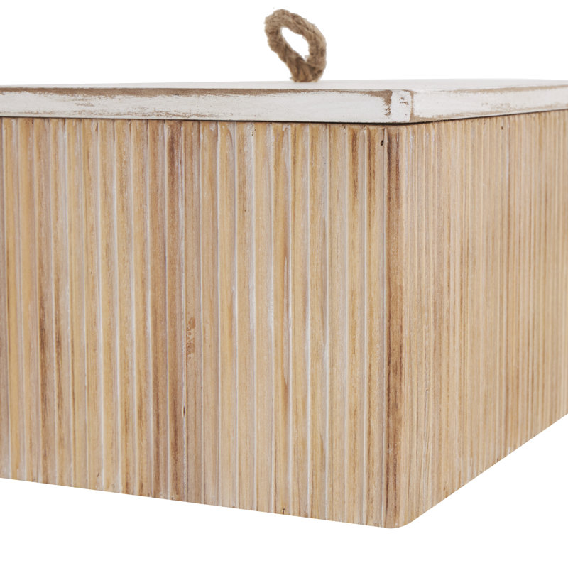 Ensemble de boîtes décoratives en bois brun avec couvercle en bois blanchi Stoyna