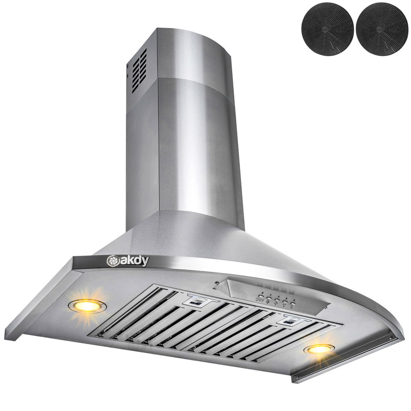 30-Inch Stainless Steel Convertible Wall Mount Range Hood with LED Lights
