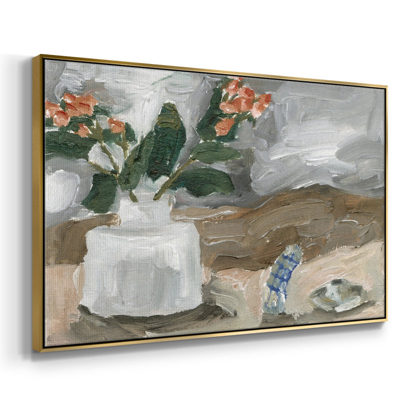 Vase de fleurs roses III, H 17 po x l 25 po x P 2 po, Or