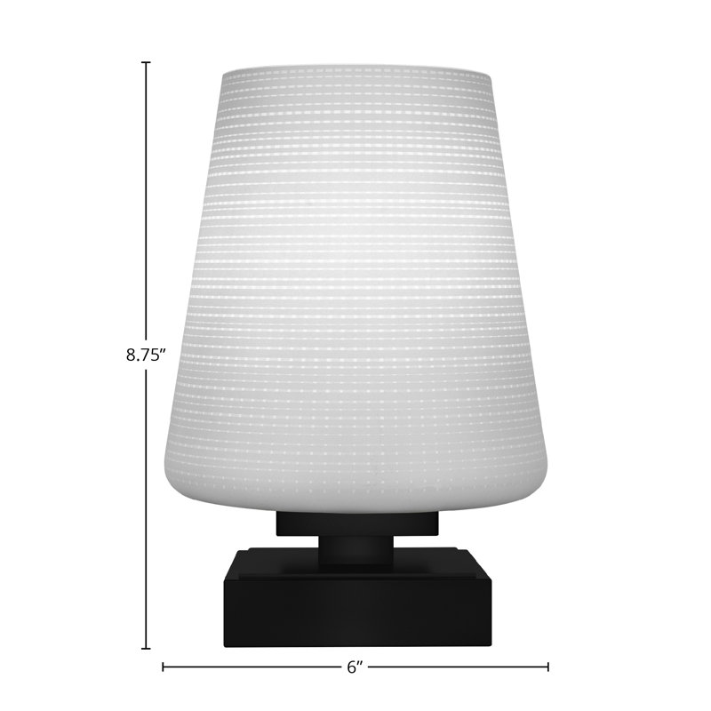 Aneka Accent Lamp With 6" Glass, Matte Black, White