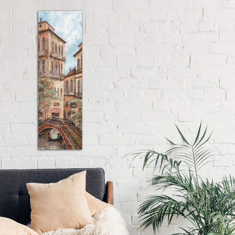 Holiday In Venice I by Ruane Manning - No Frame Panoramic Painting on Canvas, 30.48 cm H x 91.44 cm W x 1.91 cm D