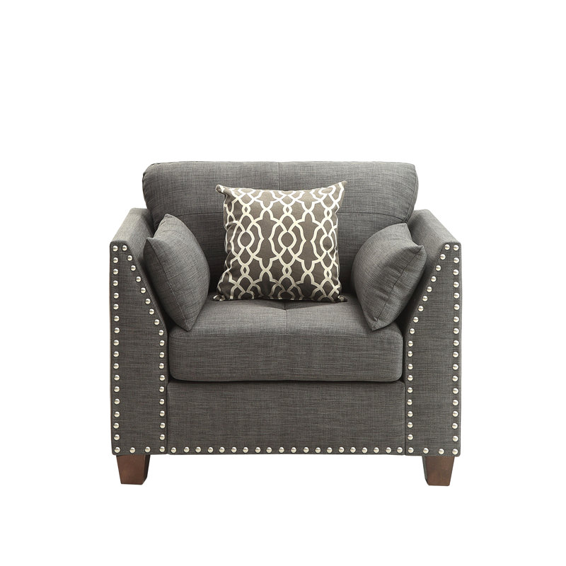 Laurissa Light Charcoal Linen Chair W/3 Pillows