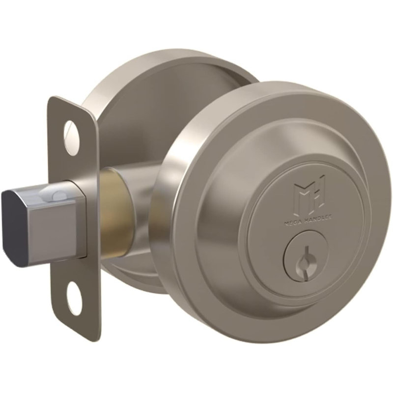 Serrure à pêne dormant cylindrique simple RONN Mega Handles | Pêne dormant moderne à clé pour portes extérieures et intérieures | Poignée réversible avec loquet réglable