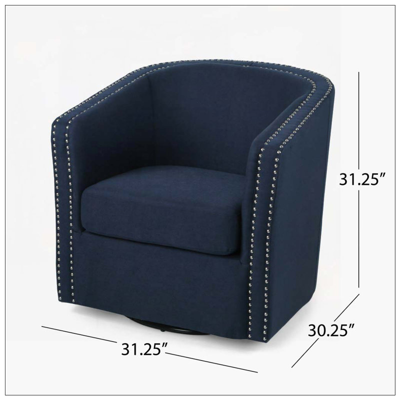 CHAISE PIVOTANTE, garniture cloutée, Bleu