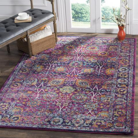 Goldstein Persian Fuchsia Area Rug, Rectangle 91 x 152 cm