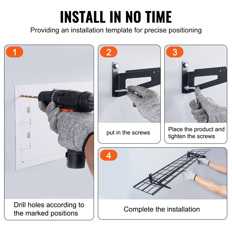 Étagère de rangement pour garage, paquet de 2, tablettes de garage robustes de 4 pi x 1 pi, capacité de charge (totale) de 400 lb