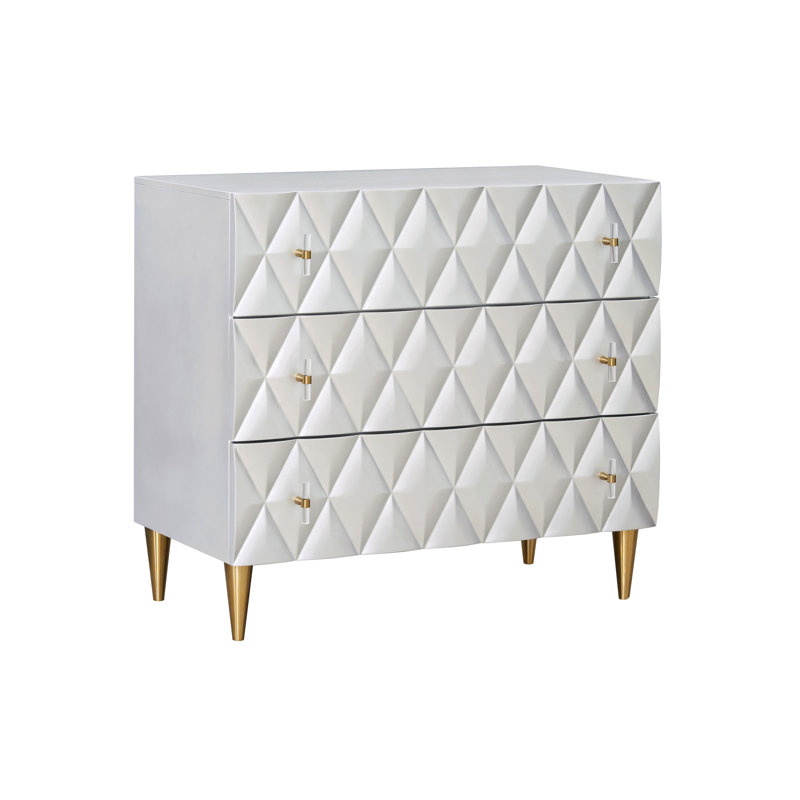Console argent métallique et champagne avec arrêt et quincaillerie dorée à motif 3D