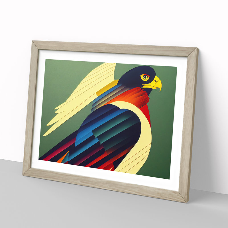 Abstract Eagle Bird Vol.1 - Framed Print, 34cm H x 46cm W x 2cm D, Oak