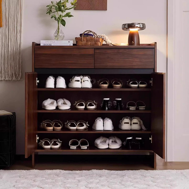 Rangement pour chaussures en bois manufacturé brun noisette