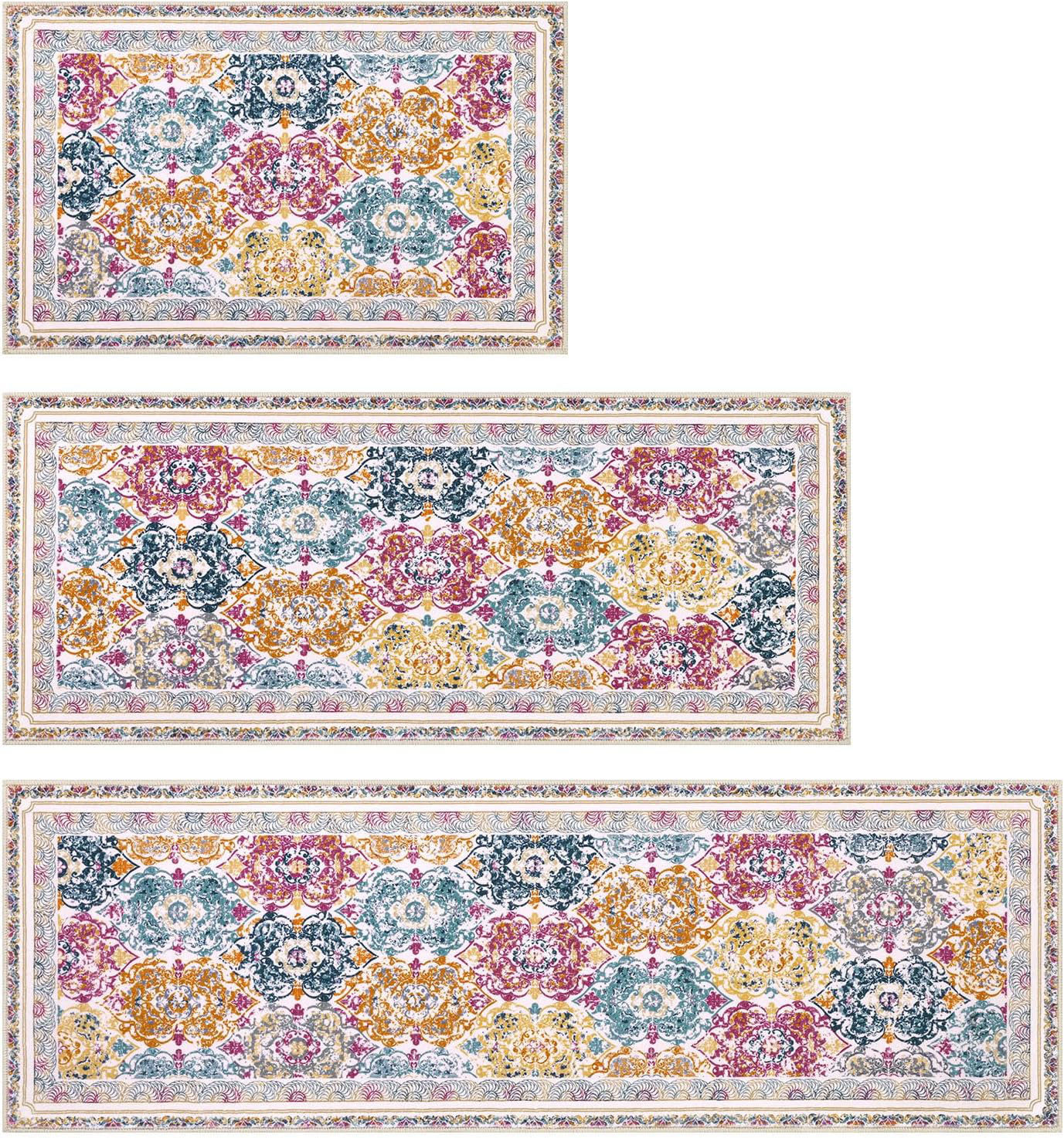East Urban Home Boho Kitchen Rug Sets 3 Pc, Washable Kitchen Mats for ...