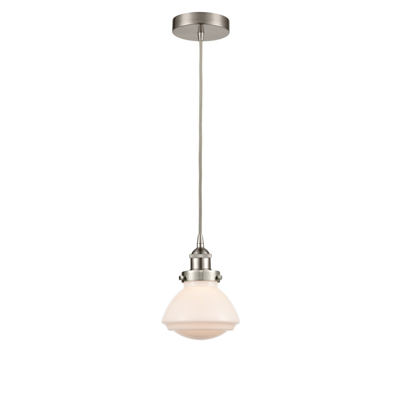Luminaire suspendu en forme de cloche à 1 lumière Caille, Blanc, Nickel satiné brossé