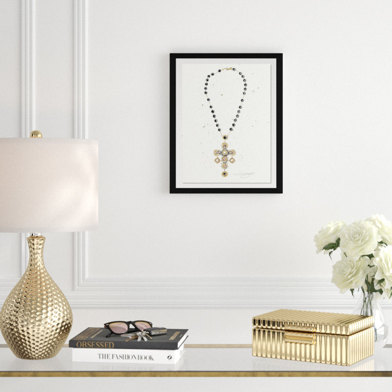 Cross My Heart - impression d'art graphique, H 27,5 po x l 21,5 po x P 0,75 po, Cadre noir