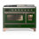 Cuisinière à double combustible de 48 pouces avec 5 brûleurs scellés de la série Majestic III de la série Emerald Green (gaz naturel, garniture en cuivre)