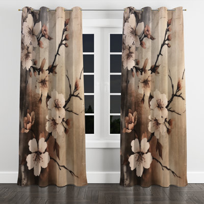 Rideau occultant avec œillets Clareta Cherry Blossoms Brown Dark Solitude