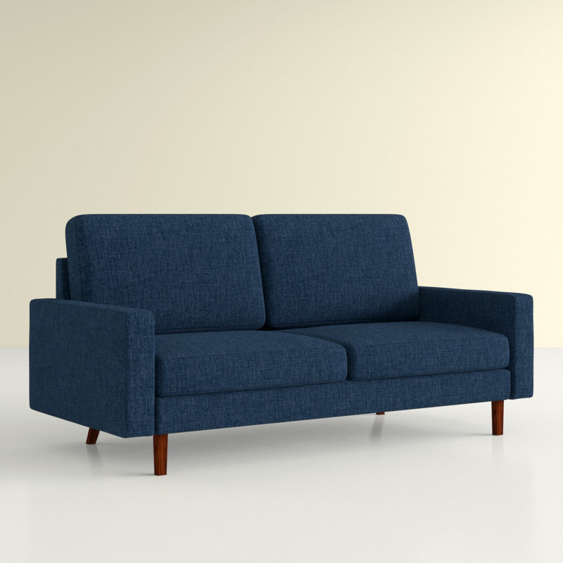70" Square Arm Settee, Dark Blue