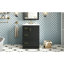 Meuble-lavabo compact et moderne avec bois et panneau de fibres à densité moyenne, solution de rangement peu encombrante