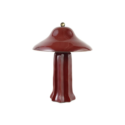 Burgundy Stoneware Table Lamp with Iron Accent
