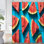 Tranche d'été en forme de pastèque, bleu, bois rustique, fruits, rouge avec 12 crochets