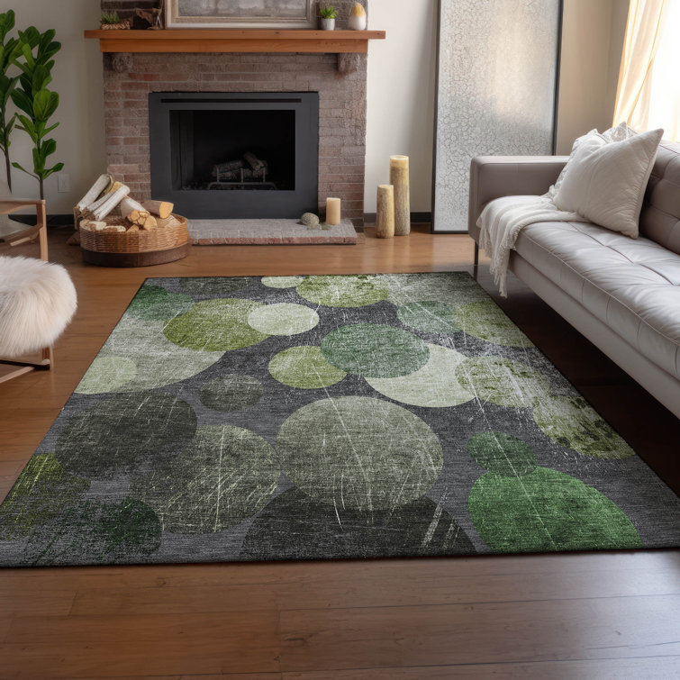 Premium Machine Washable Cerrito AMF556 Green Rug