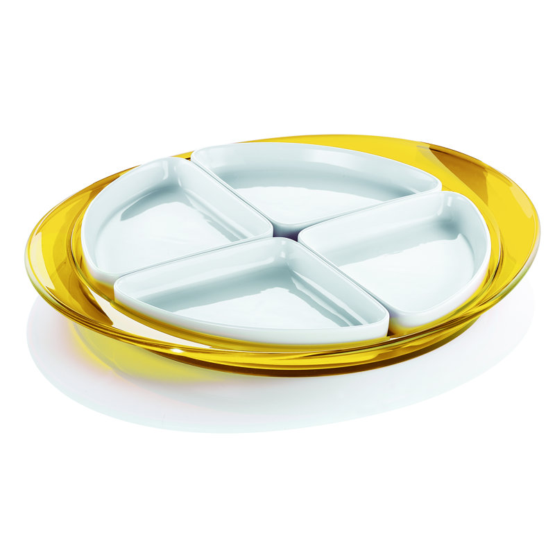 Guzzini Feeling Plastic Divided Serving Dish, Yellow