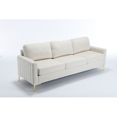 85" Velvet Sofa Couch, Tufted Upholstered Comfy 3 Seat Loveseat Sofa,  Mid-Century Modern Sofas Couches For Living Room Bedroom Office Small Space Furniture