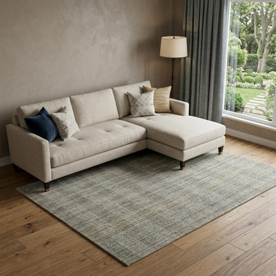 Tapis tissé à la main 8 pi x 10 pi gris et beige en laine