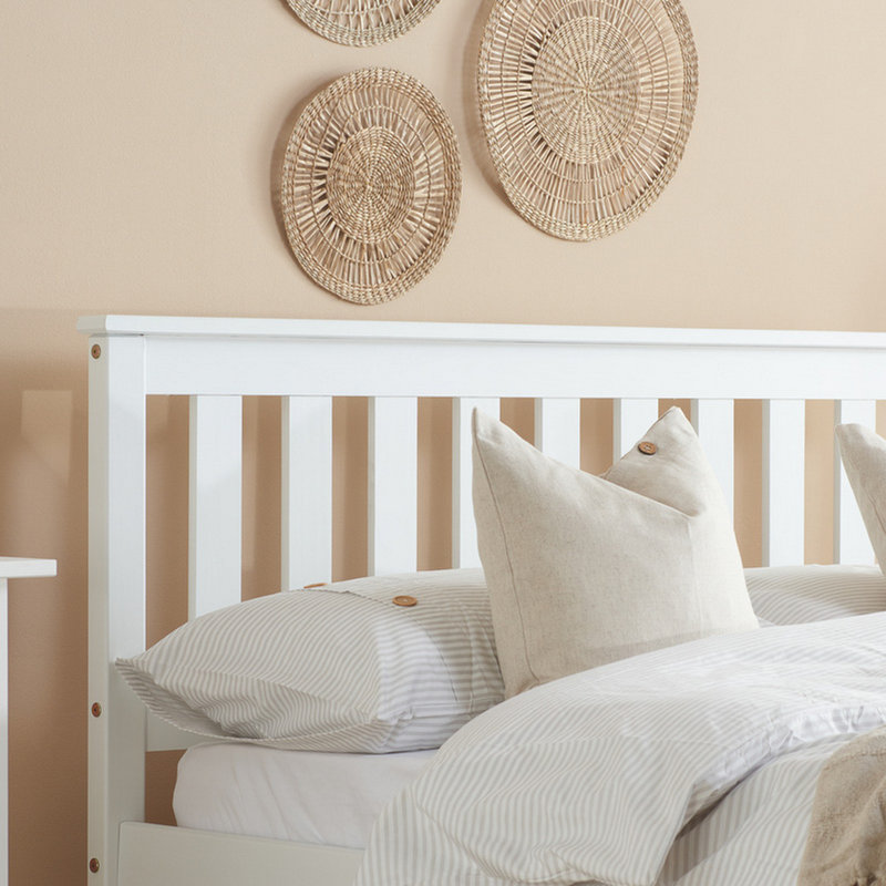 Alam Bed Frame, White, Double (4'6)
