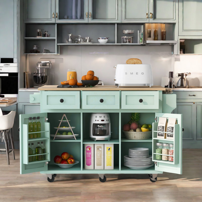 Birbal Solid Wood Top Kitchen Cart