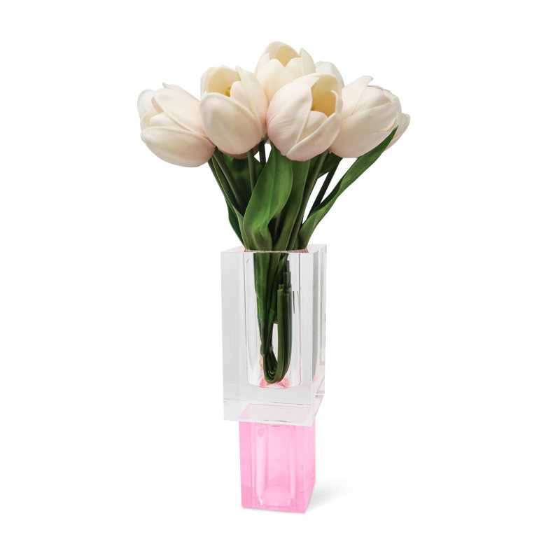 Vase carré en cristal, H 7,50 po x l 3,25 po x P 3,25 po