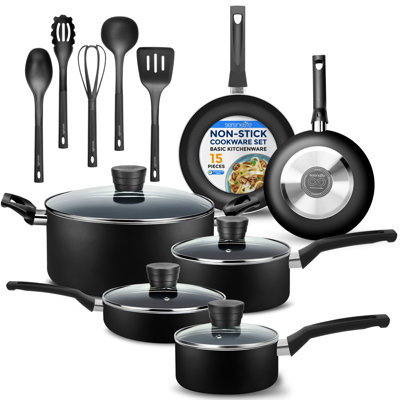 Batterie de cuisine antiadhésive en aluminium 15 pièces Serenelife