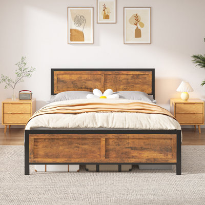 Bed Frame With Headboard And Footboard, Metal Bed Frame With Under-Bed Storage, All-Metal Support System, No Box Spring Needed, Easily Assemble