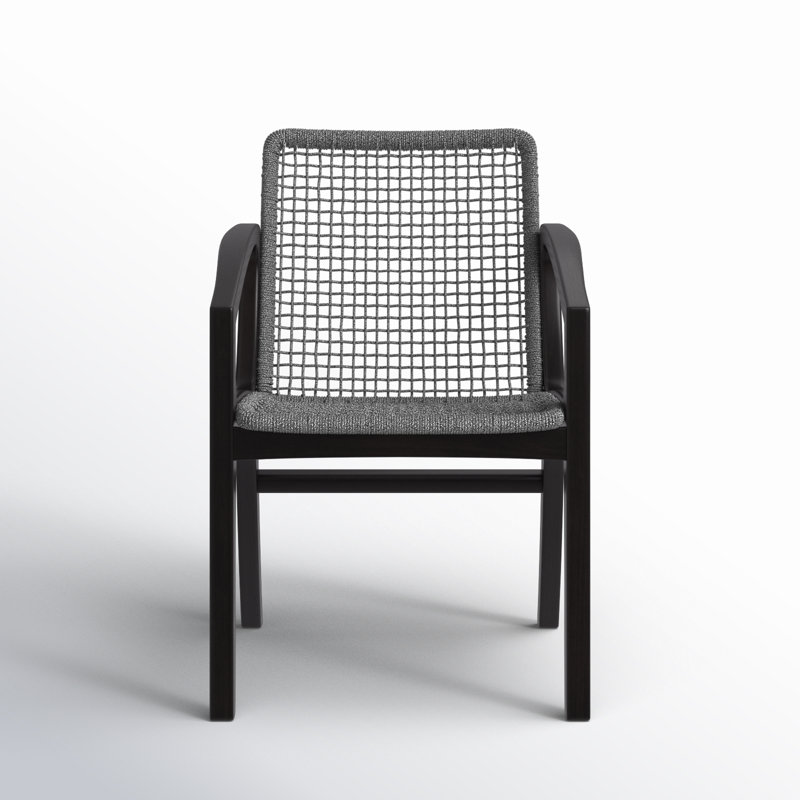 Jean Solid Wood Outdoor Dining Armchair, Black, Gray