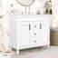 Meuble-lavabo de salle de bain avec lavabo en céramique, 2 tiroirs et portes à fermeture en douceur-1417981075