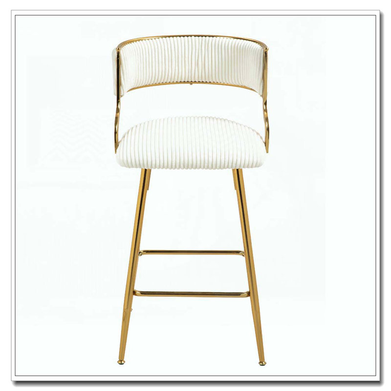Tabourets de bar en velours côtelé, Blanc