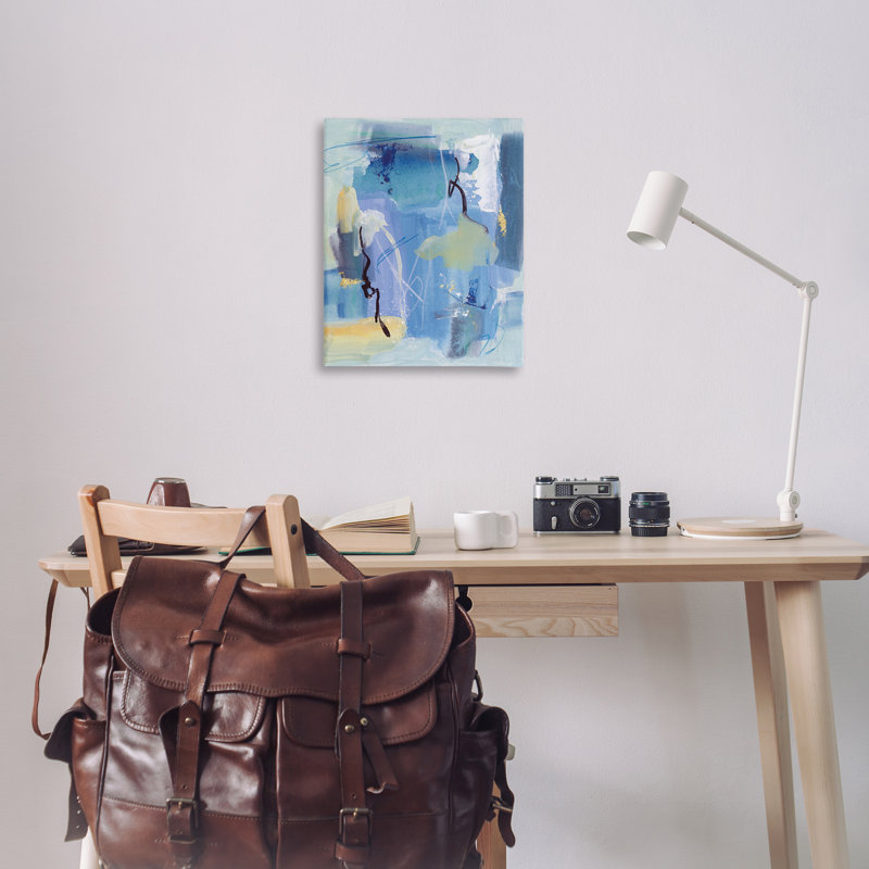 "Blue Abstract Yellow Accents", art mural par Grace Popp, H 30 po x l 24 po