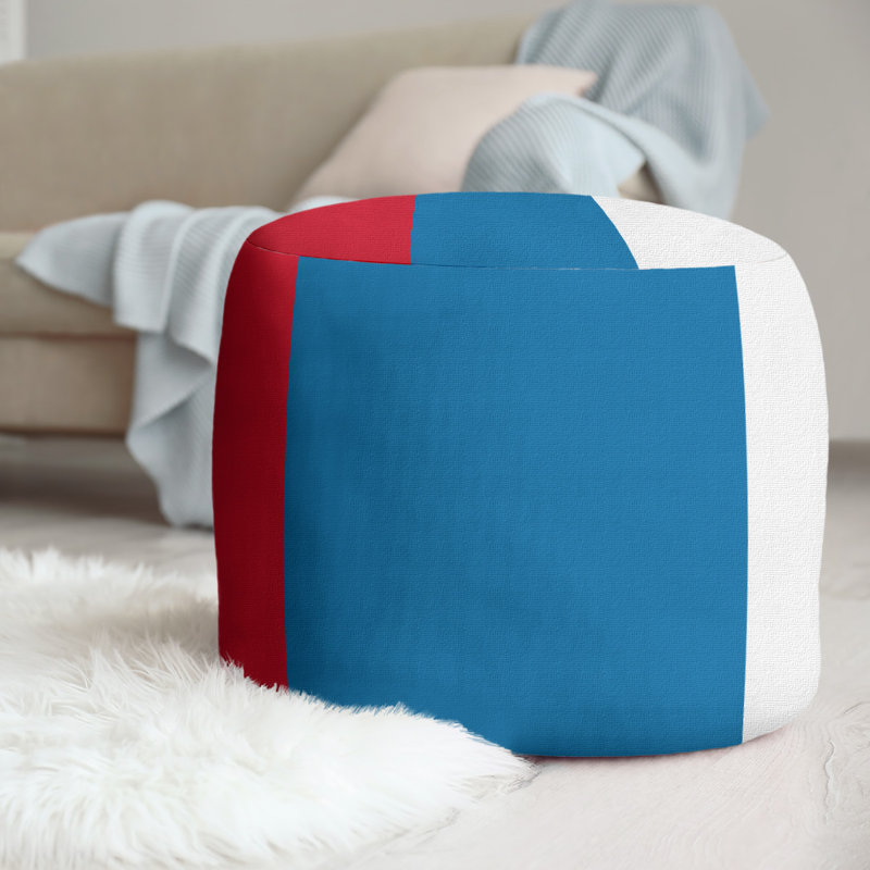 Repose-pieds cubique rond à rayures 20,5", Rouge / bleu poudre / blanc