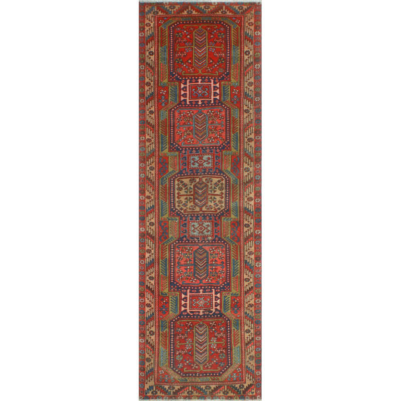 One-of-a-Kind 3'4" X 10'10" New Age Runner Wool Area Rug in