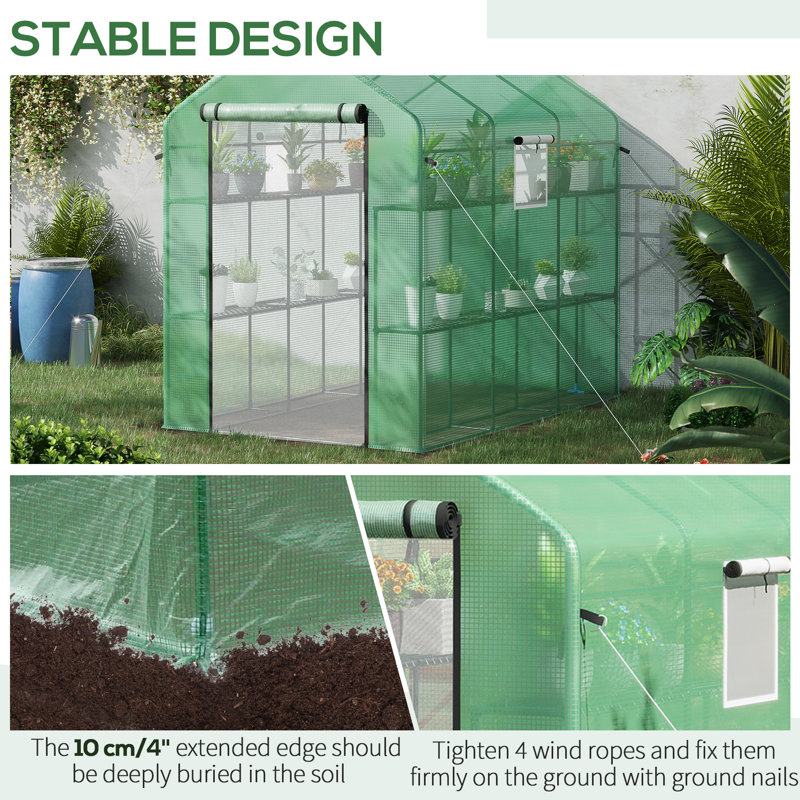 Hobby Greenhouse, 6' H x 5' W x 7' D, Green