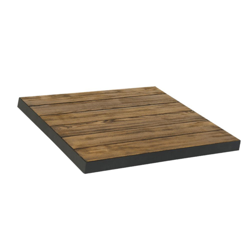 24" x 30" Teak Wood Table Top w/ Metal Edge, 30" L x 24" W