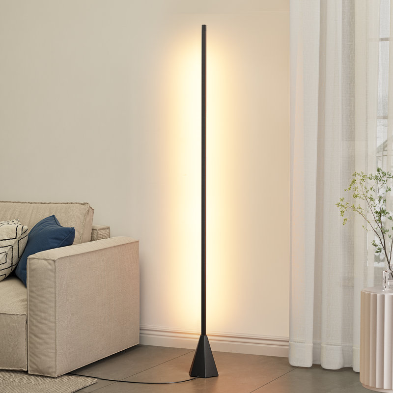 Led Floor Lamp With Wave Sensor And Remote Control, Black