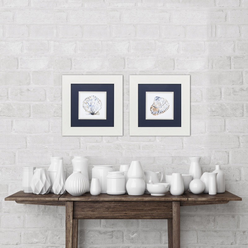 Coquilles simples - ensemble de 2 reproductions d'art sur papier encadré