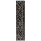 Hand-Knotted High-Quality Black and Wine Runner