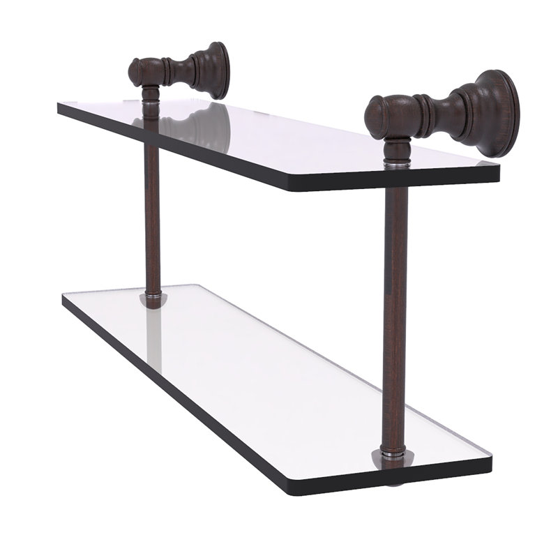 Freyja 2 Piece Glass Tiered Shelf, 5.6" H x 16" W x 9.2" D, Venetian Bronze